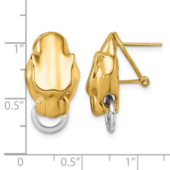 Herco 18K Two-Tone Polished Panther Head Omega Back Earrings