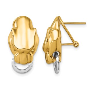 Herco 18K Two-Tone Polished Panther Head Omega Back Earrings