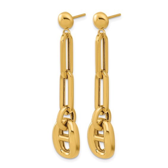 Herco 18K Polished Paperclip and Anchor Link Post Dangle Earrings