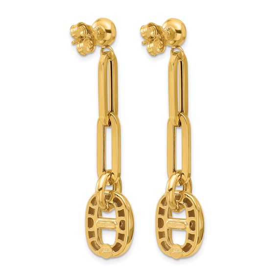 Herco 18K Polished Paperclip and Anchor Link Post Dangle Earrings