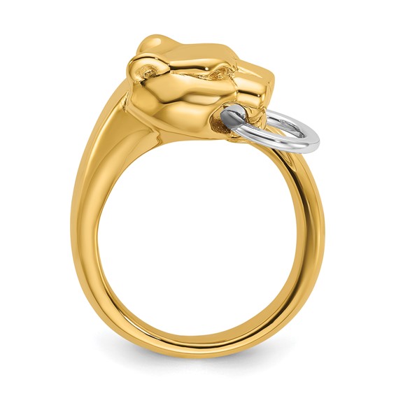 Herco 18K Two-tone Polished Fancy Panther Head Bypass Ring