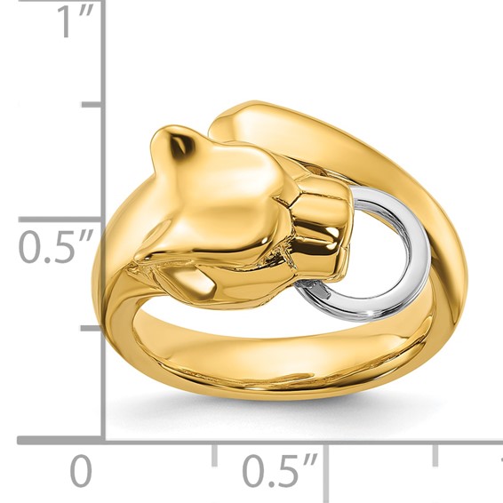 Herco 18K Two-tone Polished Fancy Panther Head Bypass Ring