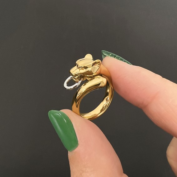 Herco 18K Two-tone Polished Fancy Panther Head Bypass Ring