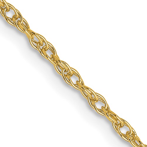 18K 1.3mm Yellow Gold Baby Rope Chain with Lobster Clasp, 16"