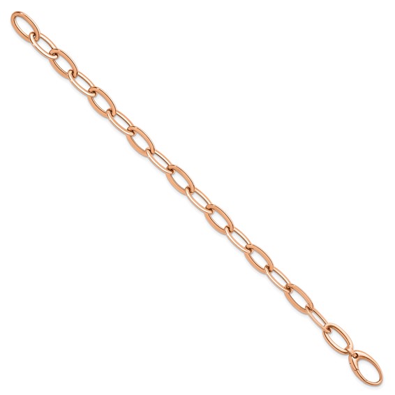 Herco 18K Rose Gold Polished 8.3mm Oval Link 8in Chain Bracelet