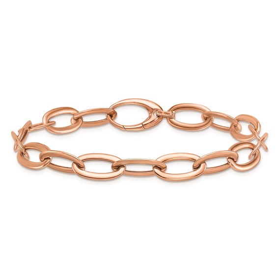 Herco 18K Rose Gold Polished 8.3mm Oval Link 8in Chain Bracelet
