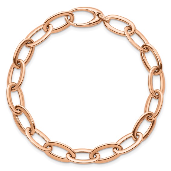 Herco 18K Rose Gold Polished 8.3mm Oval Link 8in Chain Bracelet