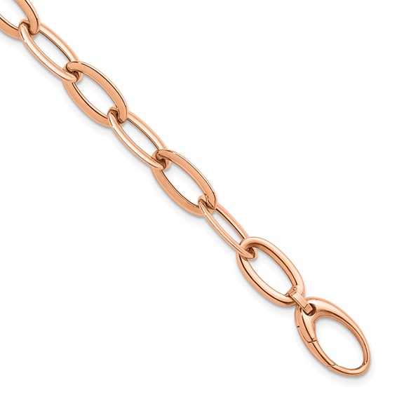 Herco 18K Rose Gold Polished 8.3mm Oval Link 8in Chain Bracelet