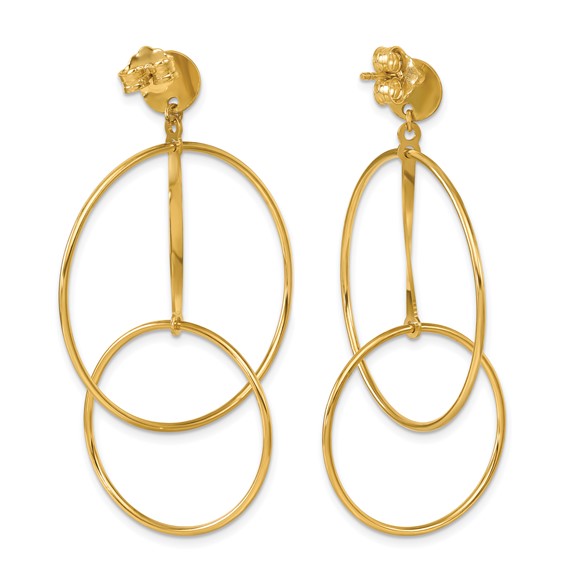 Herco 18K Polished Double Circle with Bar Post Dangle Earrings