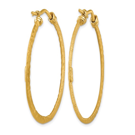 Herco 18K Polished Satin and Textured Large Solid Round Hoop Earrings