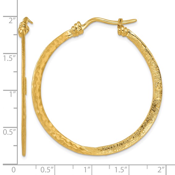 Herco 18K Polished Satin and Textured Large Solid Round Hoop Earrings