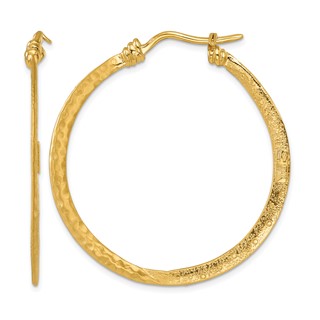 Herco 18K Polished Satin and Textured Large Solid Round Hoop Earrings