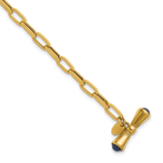 Herco 18K Polished Sapphire Fancy Link 7.5 inch Toggle Bracelet