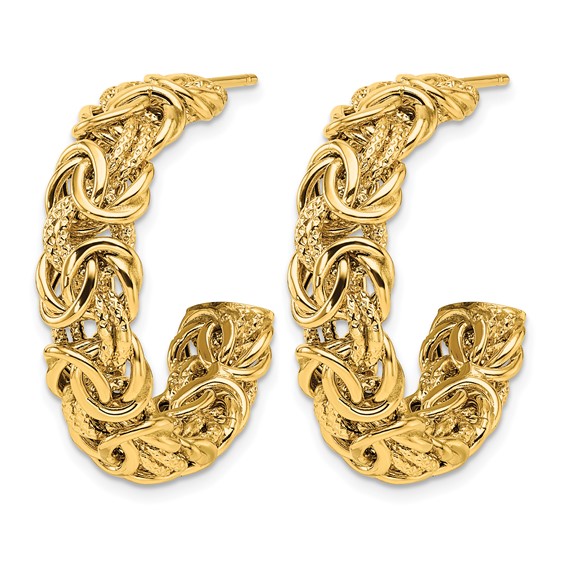 Herco 18K Polished and Textured Byzantine Post C-Hoop Earrings