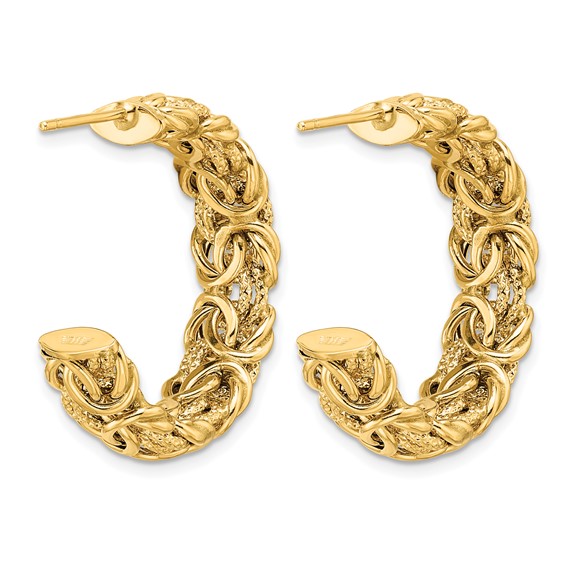 Herco 18K Polished and Textured Byzantine Post C-Hoop Earrings
