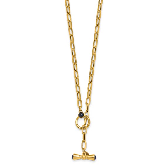 HERCO Gold 4,1mm Paperclip Necklaces with Toggle and 3 Sapphires