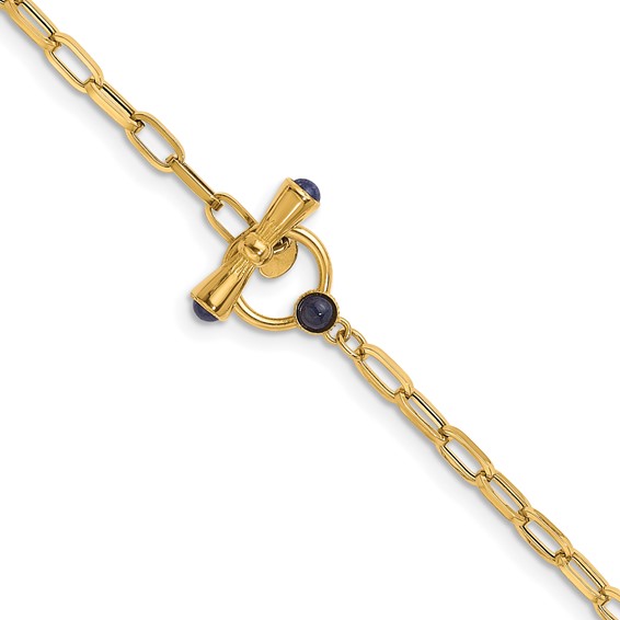 HERCO Gold 4,1mm Paperclip Necklaces with Toggle and 3 Sapphires