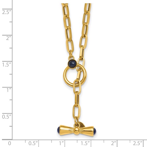 HERCO Gold 4,1mm Paperclip Necklaces with Toggle and 3 Sapphires