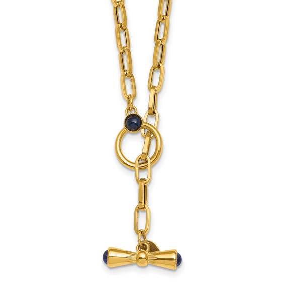 HERCO Gold 4,1mm Paperclip Necklaces with Toggle and 3 Sapphires