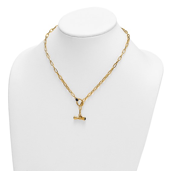 HERCO Gold 4,1mm Paperclip Necklaces with Toggle and 3 Sapphires
