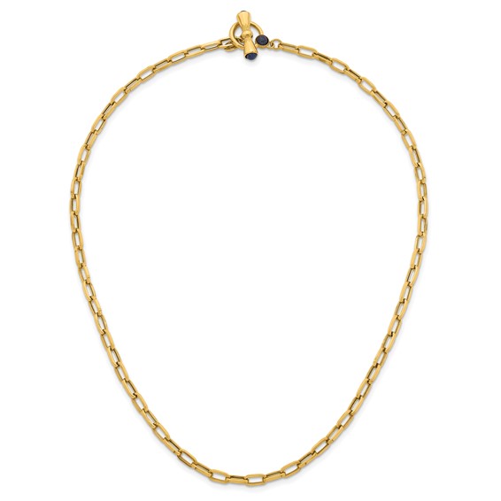 HERCO Gold 4,1mm Paperclip Necklaces with Toggle and 3 Sapphires