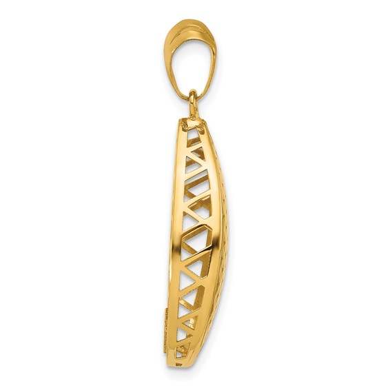 Herco 18K Polished and Textured Fancy Linked Circle Design Pendant