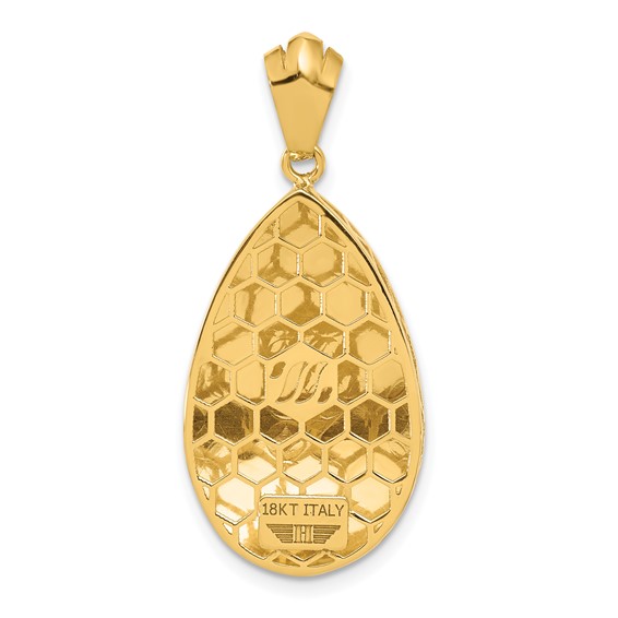 Herco 18K Polished and Textured Fancy Linked Circle Design Pendant