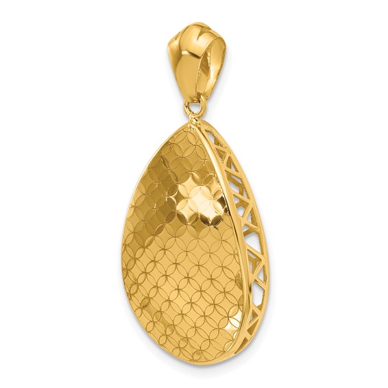 Herco 18K Polished and Textured Fancy Linked Circle Design Pendant