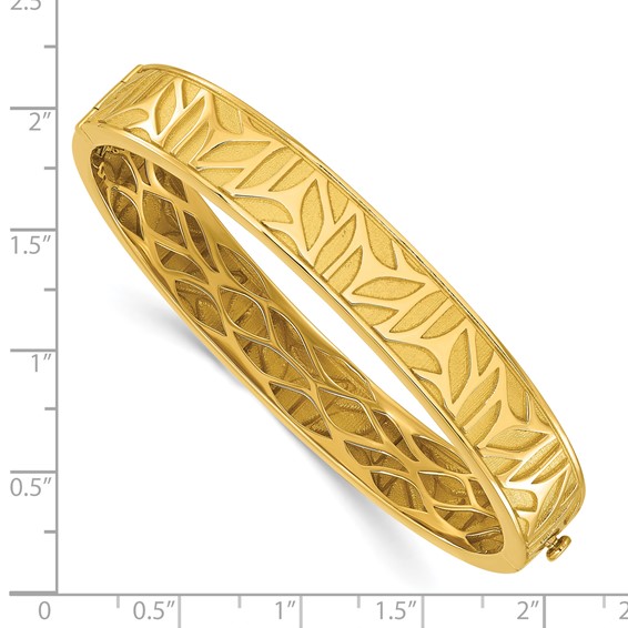 Herco 18K Polished and Satin Pattern Hinged Bangle