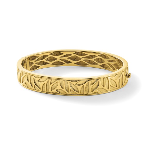 Herco 18K Polished and Satin Pattern Hinged Bangle