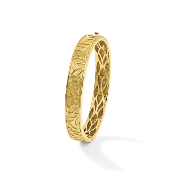 Herco 18K Polished and Satin Pattern Hinged Bangle