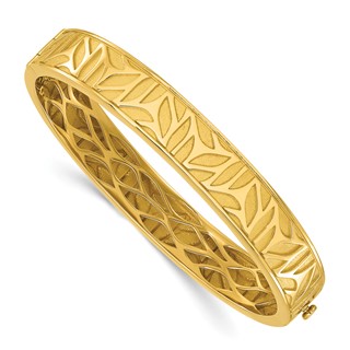 Herco 18K Polished and Satin Pattern Hinged Bangle