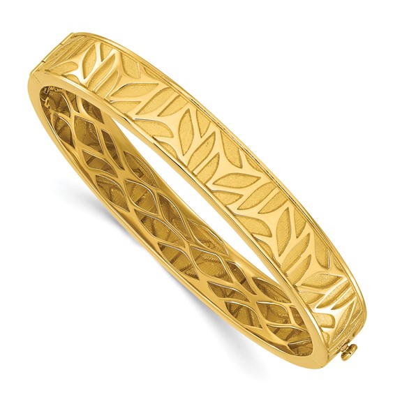 Herco 18K Polished and Satin Pattern Hinged Bangle