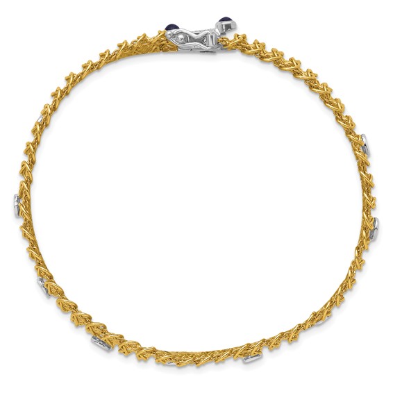 Herco 18K Two-tone Diamond with Sapphire Mesh 7.25 inch Bracelet