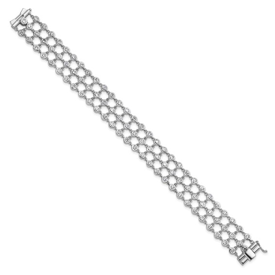 Herco 18K White Gold Diamond 3 Row 7.25 inch Bracelet