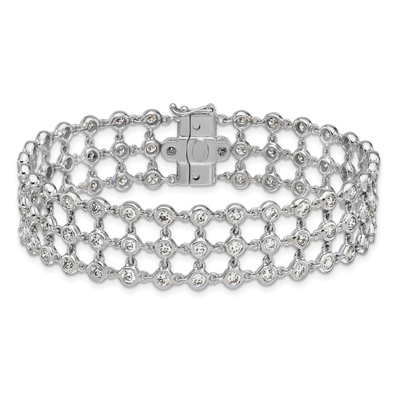 Herco 18K White Gold Diamond 3 Row 7.25 inch Bracelet
