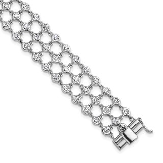 Herco 18K White Gold Diamond 3 Row 7.25 inch Bracelet