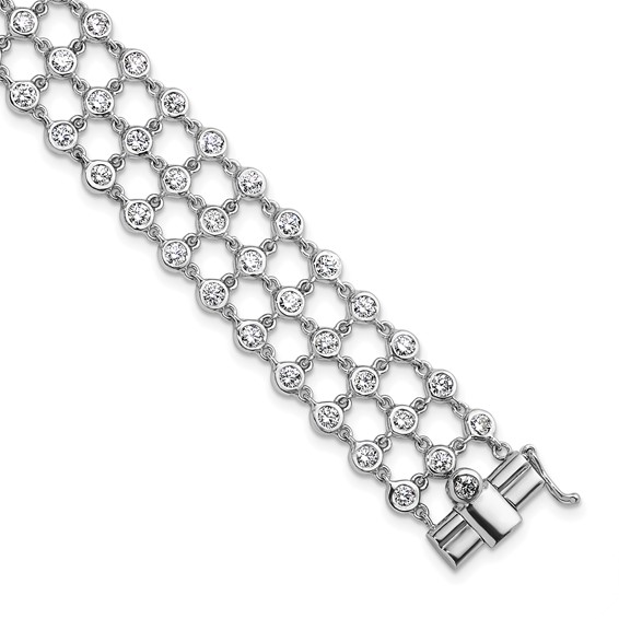 Herco 18K White Gold Diamond 3 Row 7.25 inch Bracelet