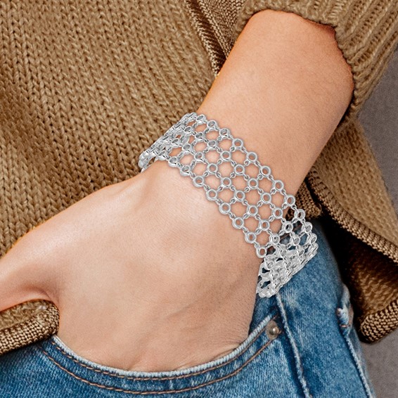 Herco 18K White Gold 4 Row 7.25in Bracelet Mounting