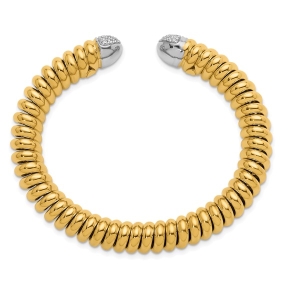 Herco 18K Two-tone Polished Diamond Cuff Bangle