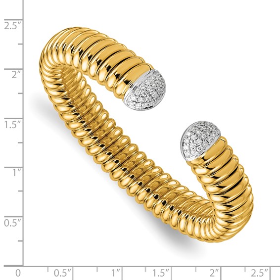 Herco 18K Two-tone Polished Diamond Cuff Bangle