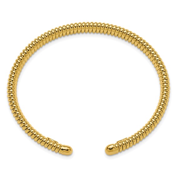 Herco 18K Polished and Grooved 4mm Cuff Bangle