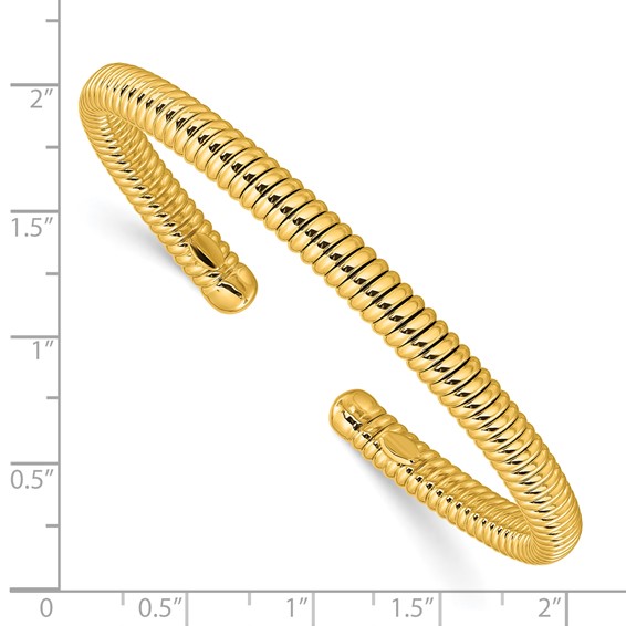 Herco 18K Polished and Grooved 4mm Cuff Bangle