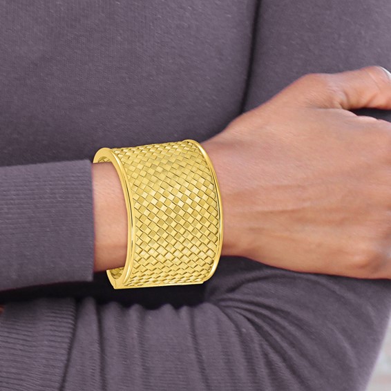 Herco 18K Gold Basket Weave Cuff