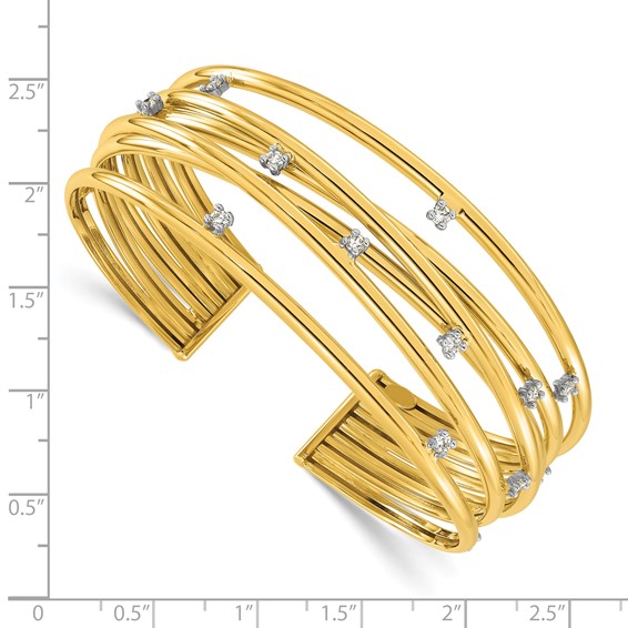 Herco 18K Polished Diamond Cuff Bangle