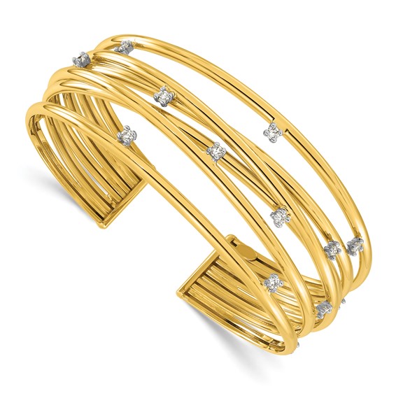 Herco 18K Polished Diamond Cuff Bangle