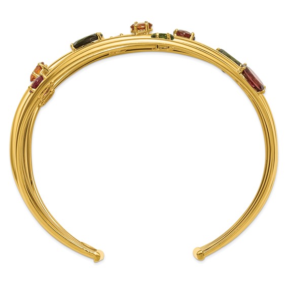 Herco 18K Gold Cuff With Color Stones