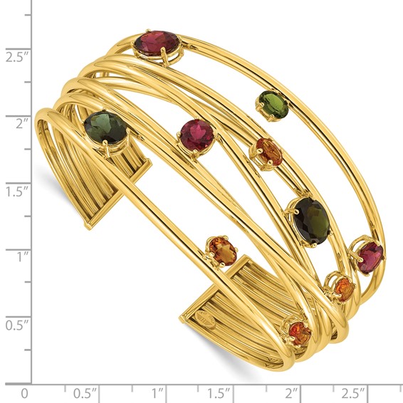 Herco 18K Gold Cuff With Color Stones