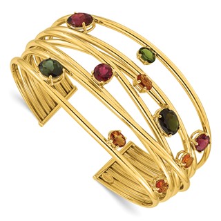 Herco 18K Gold Cuff With Color Stones