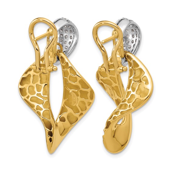 Herco 18K Two-tone Polished Fancy Twist Diamond Omega Dangle Earrings